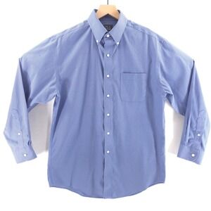 Jos. A. Bank Mens Button Down Shirt Traveler 15.5-33 Blue White Check Cotton‎
